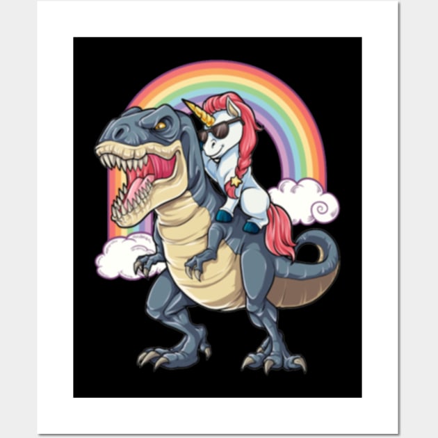 Unicorn Riding Dinosaur- Wall Art by Xizin Gao